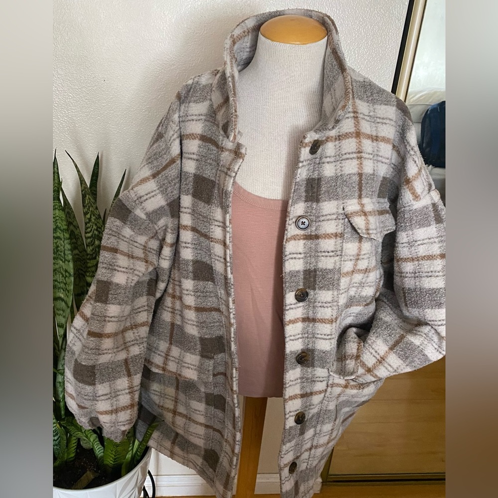 Universal Thread Polyester Jacket. Keep warm in neutral colors.